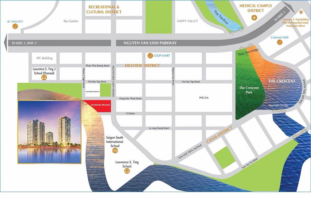 Location of Riverpark Premier Phu My Hung project