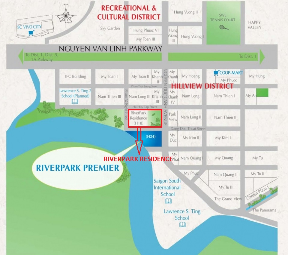 Location of RiverPark Residence Phu My Hung project