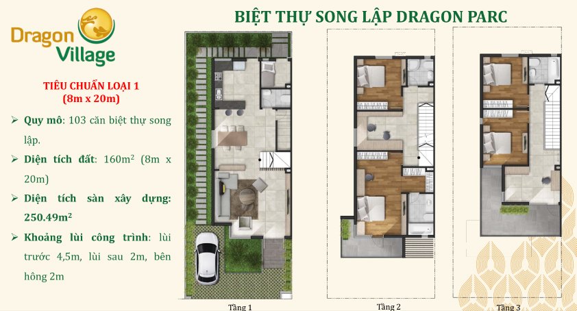 Biệt thự 8x20 tại dự án Dragon Village Quận 9