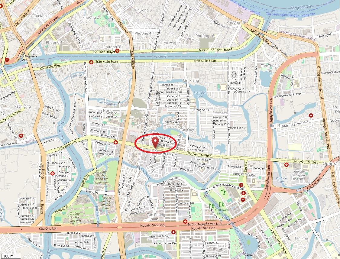 Location of 561A Nguyen Thi Thap Building, District 7