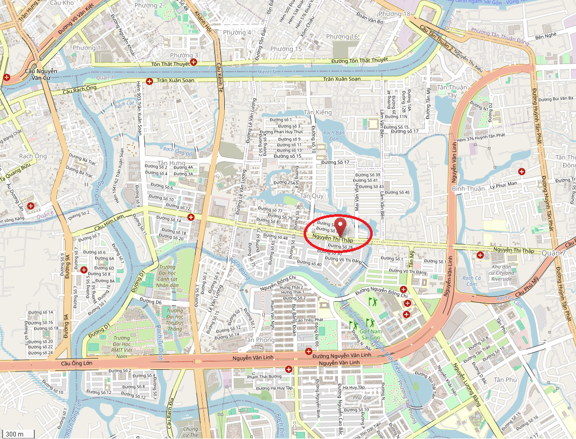 Location of the office building in front of Nguyen Thi Thap Street, Tan Quy Ward, District 7