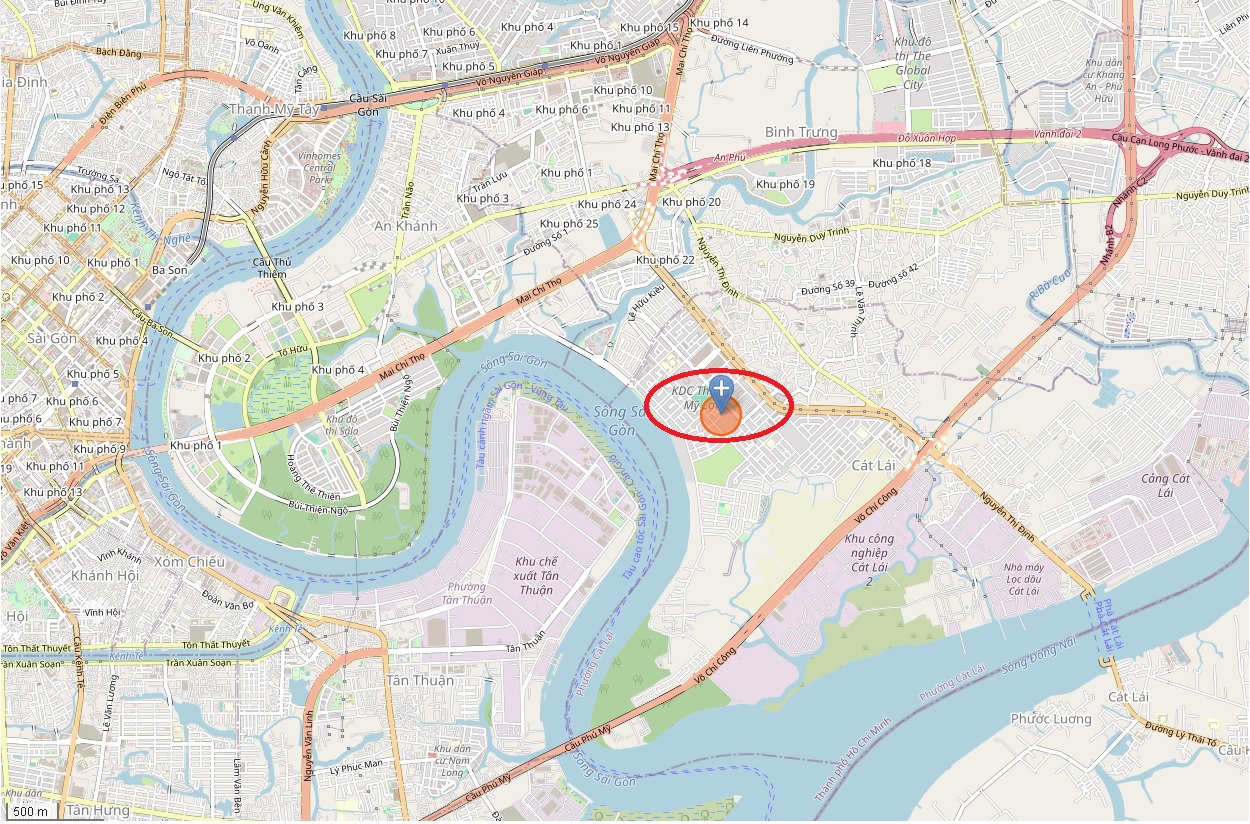 Location of the building in front of Phan Ba Vanh Street, Thanh My Loi, District 2