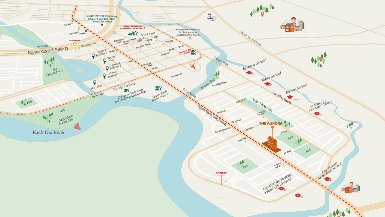 Vị trí dự án The Aurora Phú Mỹ Hưng, Quận 7