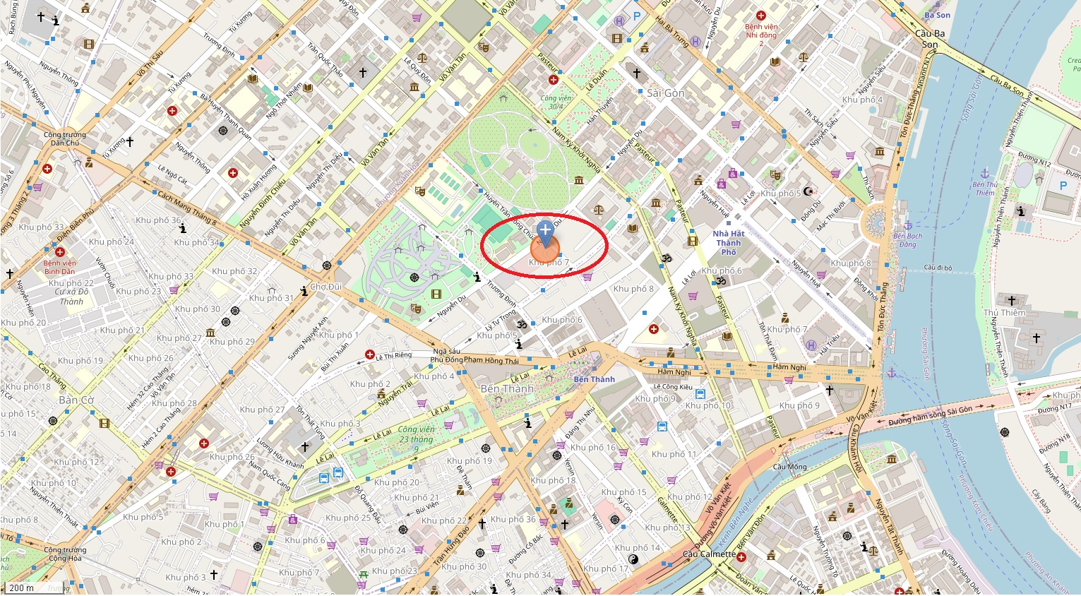 Location of the house in front of 71 Thu Khoa Huan, Ben Thanh Ward, District 1
