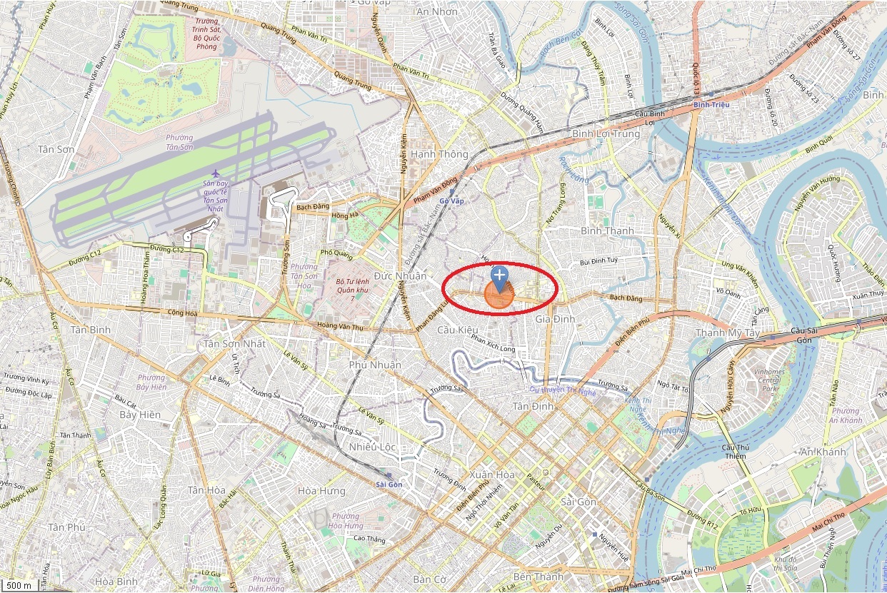 Location of 22A Phan Dang Luu townhouse, Ward 07, Binh Thanh District