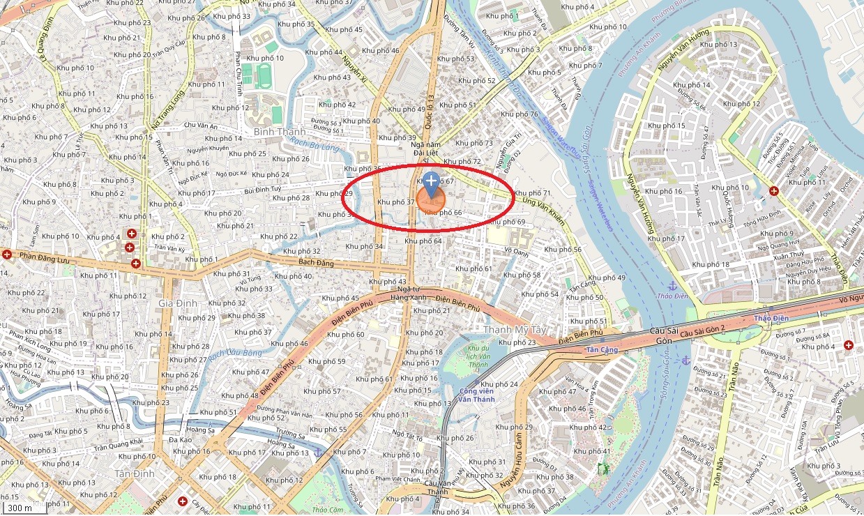 Vị trí tòa nhà căn hộ dịch vụ Ung Văn Khiêm, Phường 25, Bình Thạnh