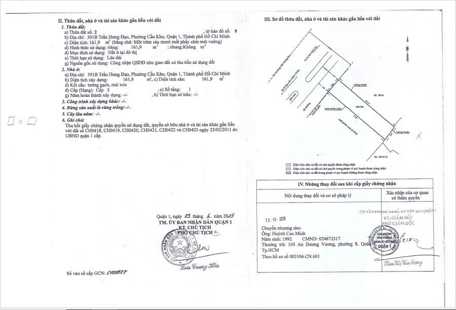 Nhà mặt tiền 391B Trần Hưng Đạo, Phường Cầu Kho, Quận 1