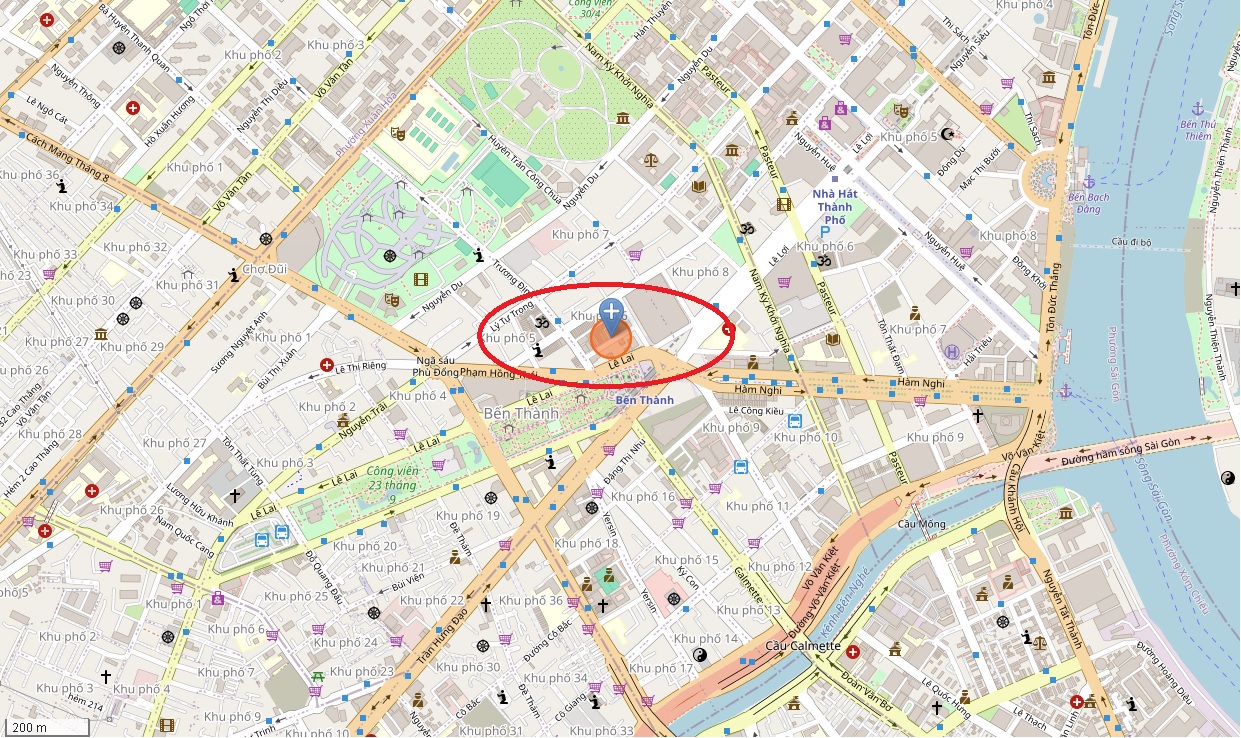 Vị trí khách sạn mặt tiền 22 Nguyễn An Ninh, Phường Bến Thành, Quận 1