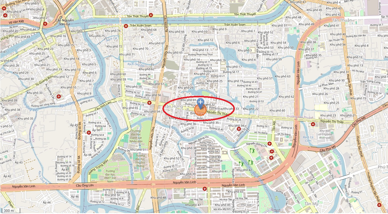 Vị trí nhà mặt tiền Nguyễn Thị Thập, Phường Tân Hưng, Quận 7