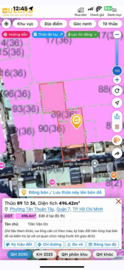 Đất biệt thự mặt tiền đường Tân Thuận Tây, Quận 7