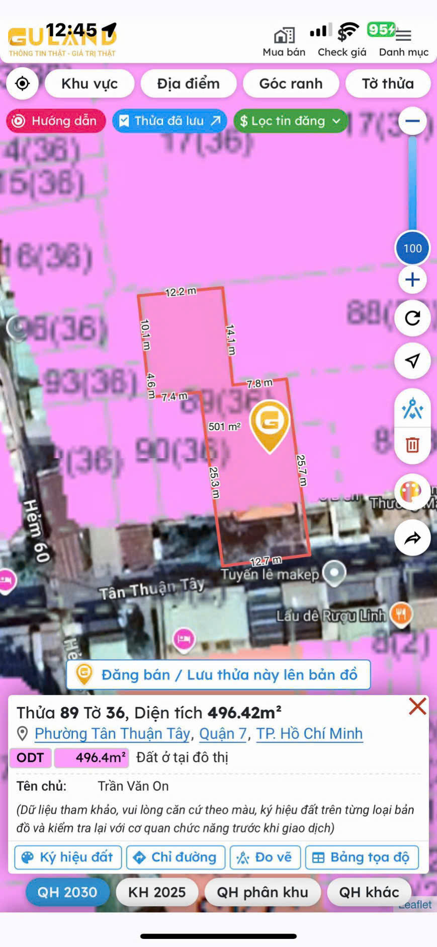 Đất biệt thự mặt tiền đường Tân Thuận Tây, Quận 7