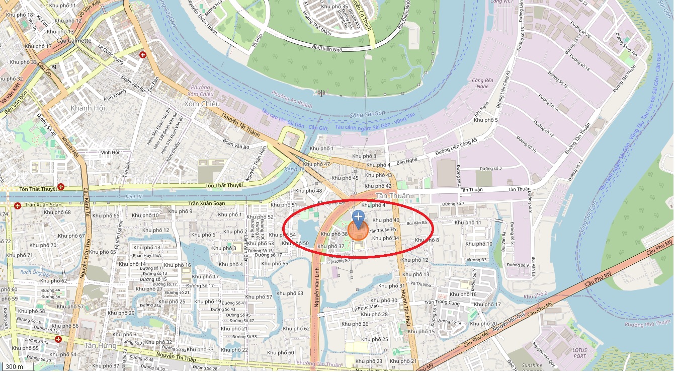 Vị trí đất biệt thự mặt tiền đường Tân Thuận Tây, Quận 7