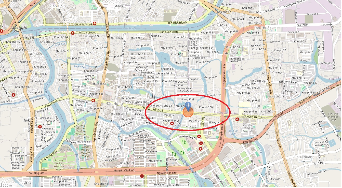 Vị trí nhà mặt tiền Nguyễn Thị Thập, Quận 7