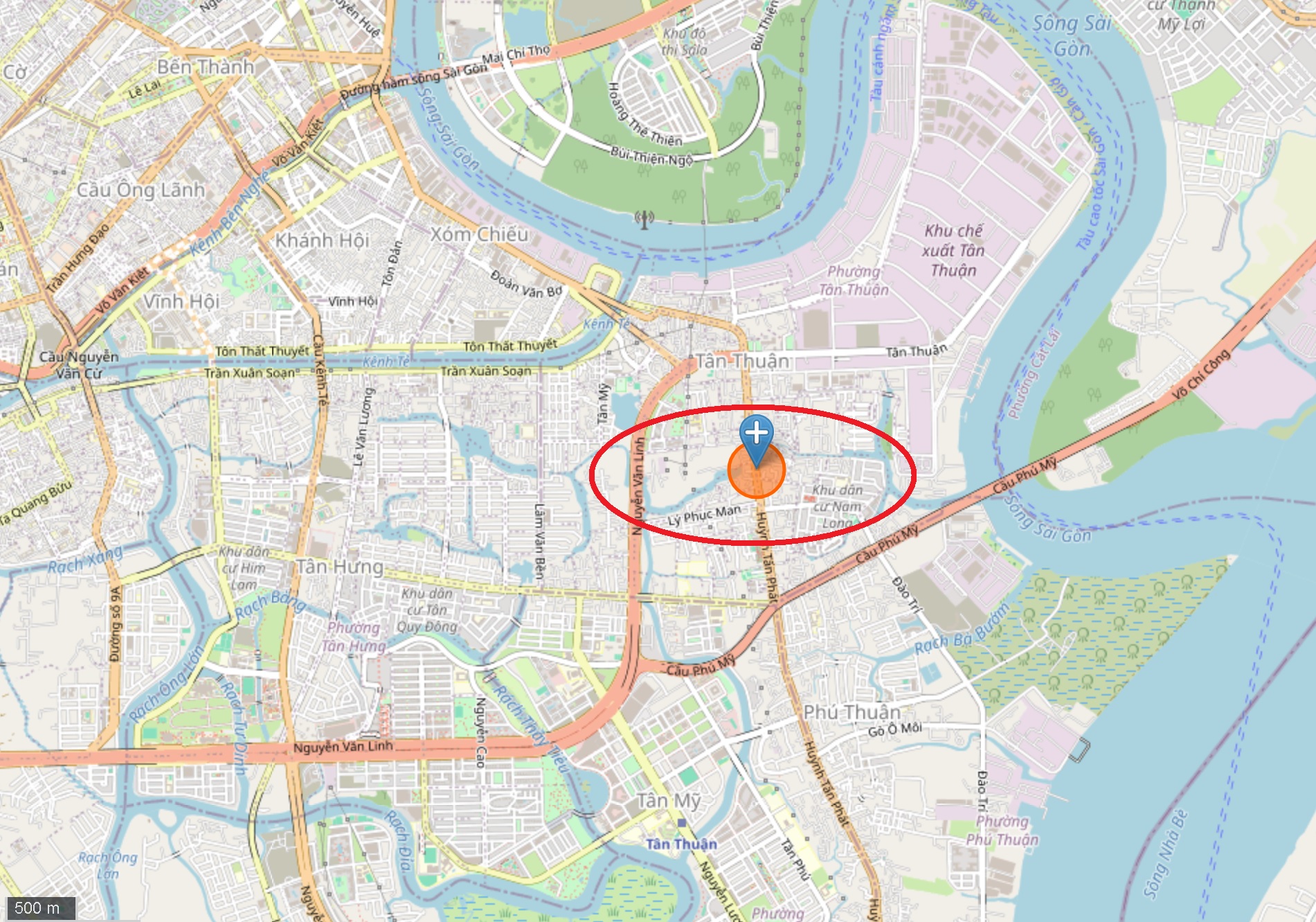 Vị trí nhà mặt tiền kinh doanh Huỳnh Tấn Phát, Phường Phú Thuận, Hồ Chí Minh