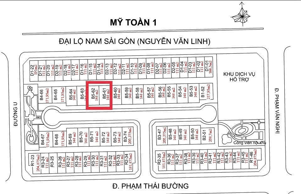 2 lô đất liền kề khu Mỹ Toàn 1 Phú Mỹ Hưng